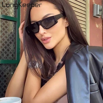 LongKeeper Malý Obdĺžnik Slnečné Okuliare Ženy, Luxusné Značky Black Námestie Slnečné Okuliare Mužov Cestovné Vintage Lunette De Soleil Femme