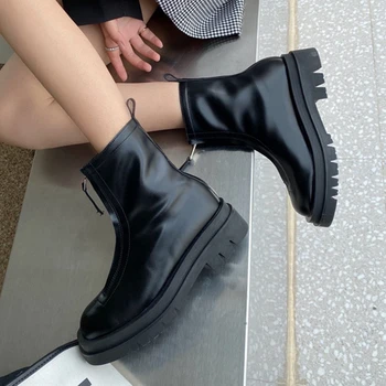 žena je nový dizajn dropship hot predaj Luxusné topánky Kolo Prst Zip Platformu žena Pevné Topánky, Členkové Topánky Veľká Veľkosť 39