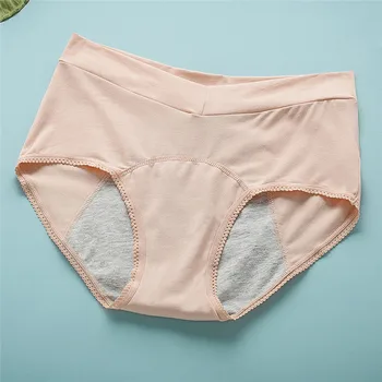 Plus Veľkosť Bavlna menštruácie Nohavičky Femme Sexy Bielizeň tvaru s Vysokým pásom Nohavičky nepriepustných Fyziologické Spodky XL