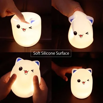 Stmievateľné starostlivosti o dieťa LED nočné svetlo USB Nabíjateľné Senzor Roztomilý Kreslený Zvierat Medveď Silikónové Nočné Lampy, 7 Farieb, Kreatívny darček
