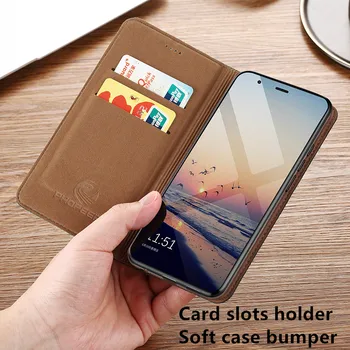Full-zrna pravej kože magnetické telefón taška prípade Huawei Honor Play4T Pro/Huawei Honor Play4T flip prípade držiteľa karty stojan