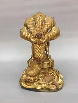 Svadobné dekorácie Čínskej ľudovej zber feng shui socha mosadz pozlátené pozlátené skutočné zlato zadarmo Guanyin 5 guardian socha