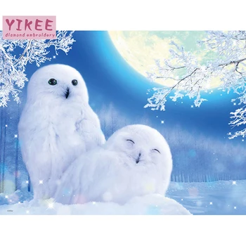 YIKEE diamond maľovanie snow owl Stenu Decor Plné Námestie Drahokamu Prilepili Diamond Výšivky Vzor Darček h994