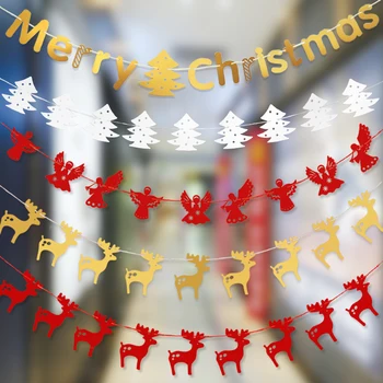 5 Stanovuje Veselé Vianočné Girlandy Strom Bunting Jeleň Uhol Banner Party Dekorácie Nový Rok Haning Dekorácie Pre Domov