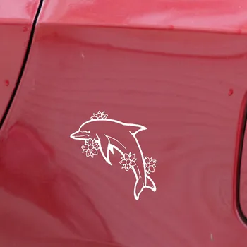Auto Nálepky Dolphin Kvet Morské Ryby Zvierat Okno PVC chranenim Odtlačkový Čierna/Strieborná 16,5 cm *11 CM