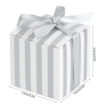 50Pcs Roztomilý Mini Prekladané Box Svadobné Koláčiky Box Darčeková Taška Dodávané S 1.0 cm Dlhé pásiky Svadobné Party Decor