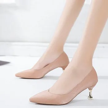 Vysoké podpätky dámske topánky 2020 na jar a na jeseň nové stiletto veľké špicaté topánky dámske módne pracovné topánky