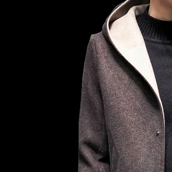 Jeseň a zima dlho windbreaker muž kórejská verzia vlnené kabát príliv pánske tenké telo zahusťovanie zimné mládež dlhá srsť