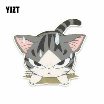 YJZT 13.7*13 CM Zúrivý Mačka PVC Auto Nálepky Dekorácie Grafické Obtlačky C1-4149