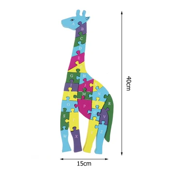 Drevené Farebné 3D Chunkyes Zvierat Auto obrazová Skladačka Abecedy Číslo Vzdelávacie Hračka Nové