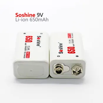 2 ks Soshine 650mAh 9V 6F22 Nabíjateľná Batéria + Smart Inteligentný Ni-MH a Li-ion Nabíjačka Batérií s LED Indikátorom s box