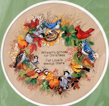 Oneroom Najvyššej Kvality Krásne Počíta Cross Stitch Kit Všetky Srdcia Ísť Domov Na Vianoce Lásky Kvet, Vták Veniec dim 0813