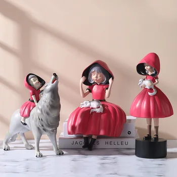 [VIP] Rozprávka Tvorivé Little Red Riding Hood Charakter Ozdoby Obývacia Izba Dievča Spálňa Živice Domáce Dekorácie Darček k Narodeninám