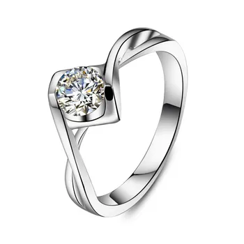 Test Pozitívny 5.0 mm 0.5 Ct Okrúhly Rez G-H Moissanite Diamantový Prsteň 925 Sterling Silver Prsteň Biele Zlato Farba Romantické Šperky