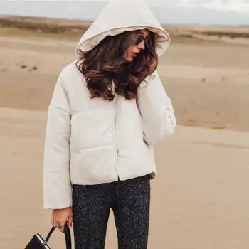 Nový príchod módnej značky zime s kapucňou dole bavlna kabát žena krátke thickerpure farba teplá nadol bavlna kabát s obväz wq170