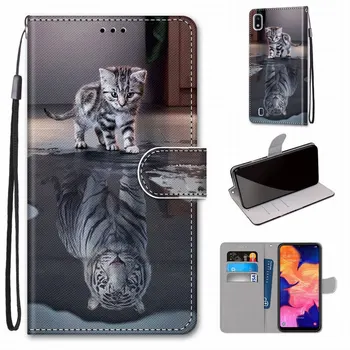 Mačka, Tiger Deti Roztomilý Flip puzdro Pre Huawei P Smart Plus Z 2019 P8 Lite 2017 P9 Lite P10 Lite Lev, Vlk Cartoon Kryt Peňaženky D08F