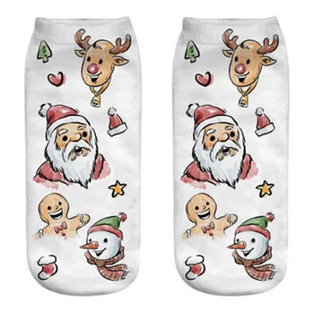 Nové Zviera, Vzorované Ženy Krátke Ponožky Pohodlné Vianočné Bavlnené Ponožky, Papuče Krátke Tlač Členkové Ponožky Štýl Zábavné Socken