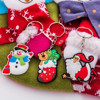 Karikatúra Roztomilý Santa Claus Keychain Muţi a Ţeny Vianočný Darček-Prívesok Pár Krúžok Ornament