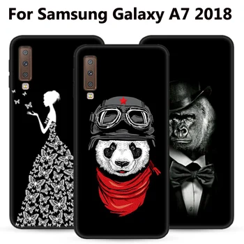 Silikónové mäkké Prípadoch Pre Samsung Galaxy A7 2018 A750 A750F Prípade, Kreslené, Maľované shell Pre Samsung A7 2018 Kryt Shockproof Coque