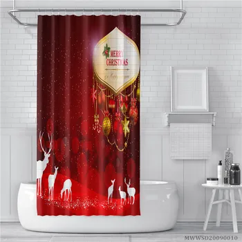 3D Sprchové Závesy Veselé Vianoce Vzor Dizajn Hot Predaj Sprchové Závesy Vaňa Opony Polyester Waterproof Kúpeľňa Opony