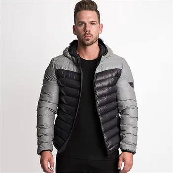 GYMLOCKER Bavlna kabát mens Príležitostných hoodie parkas 2018 zimné nové oblečenie muž topy Zips s kapucňou, parkas muži fashion Sportswear