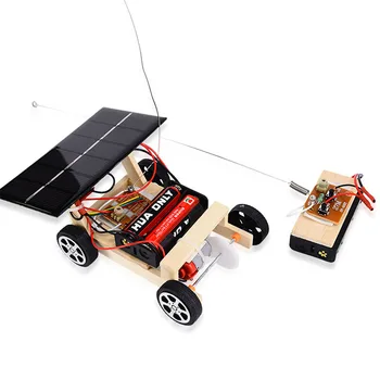 DIY Solar Power RC Hračky Auto Deti Vzdelávacie Drevený Model Zostaviť Hračky Nastaviť Elektrické Vzdelávania Študentov Školy Hračky