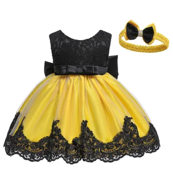 Baby Dievčatá Čipky Bowknot princezná Svadobné Formálne tutu Šaty+hlavový most Set Oblečenia 2020 Lete Nové Šaty Roztomilý Dievča Oblečenie #GM