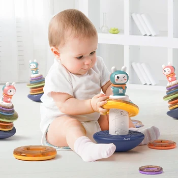 Zásobník Učiť Vzdelávacej Aktivity, Hračky pre Deti Batoľatá Hračka Dúha Novorodenca Triedenie Stacker Montessori Dary