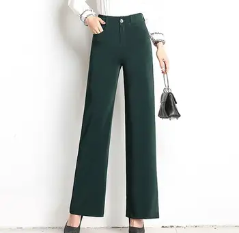Rovné nohavice pre ženy, vysoký pás plus veľkosť 7 solid farba čierna khaki červená jeseň jar OL nové módne bežné capris hdl0806