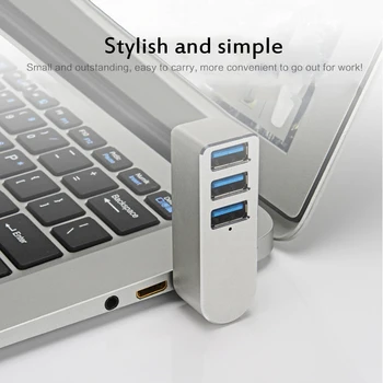 Zliatina hliníka Mini 3 Port USB 3.0 Hub Rotačné USB Rozbočovač Adaptér Pre PC, Notebook, Vysoko-rýchlostný Prenos Koncentrátor