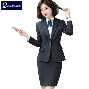 ženy to oblek office nosiť Sako a Nohavice alebo Sukne nastaviť vysokú kvalitu podnikateľského Oblek Dámy Módne Slim Bunda as8818