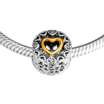 Kúzlo 925 Silver Pôvodné Fit Pandora Náramky Mincový Striebro Milujúci Kruhu Kúzlo Korálky pre Ženy diy Šperky Robiť