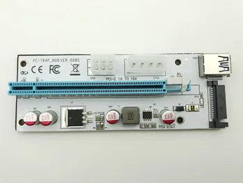 NOVÉ USB3.0 008S PCI-E Stúpačky Express 1X 4x 8x 16x Extender Stúpačky Karty Adaptéra SATA 15 kolí k 6pin Napájací Kábel Dual Power Interface