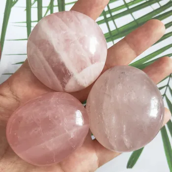 4pcs Prírodné Rose Crystal palm kameň Ružový Kremeň Starať Kameň Úzkosť, Stres Zmierniť Tvare Kameňa Reiki Liečenie