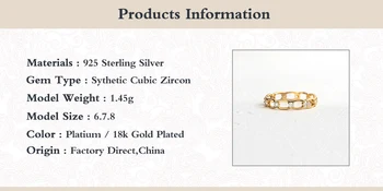 Boako 925 Sterling Silver Prst vyznieva Prázdno Elegantná Jemná AAAAA Zirkón Kúzlo Prstene Pre Ženy, Svadobné Šperky anillos W5