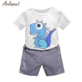 2019 chlapci baby stanovuje novorodenca oblečenie Bavlna Zvierat Tlač T-tričko+Krátke Nohavice, Šaty, Oblečenie Nastaviť JAN29