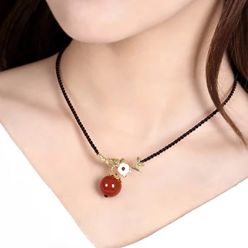 Clavicle reťazca achát ornament etnický štýl krátke žena červená prívesok žien náhrdelník Šperky clavicle reťazca