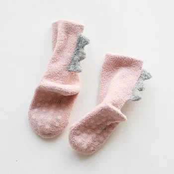 Zimné Dojčenskej Non-slip Ponožky Coral Velvet Novorodenca Ponožky Roztomilý Kreslený Dinosaura Batoľa Ponožky Deti Deti Teplé Podlahy Ponožky