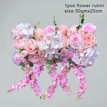 3D Umelého Hodvábu Ruže Kvet Stôl Runner pre Svadobné Party Pozadie Kvetinové Steny a Vrchol Krúžok Dekorácie urob si sám
