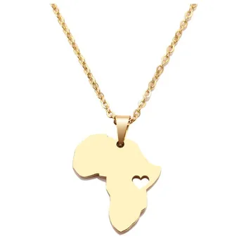 Kreatívne Afrika Mapa v Tvare Srdca Náhrdelník pre Ženy Móda Ženské Kúzlo Reťazca Náhrdelníky Lady Party Príslušenstvo Šperky