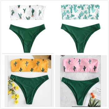 HAPPYSHARK Kaktus jednodielne Plavky 2019 Uzol Ženy Sexy Plavky Zelená Brazílske Bikiny Dvojité Tváre Blok Farba Plaviek