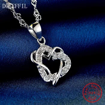 Hot Predaj 925 Sterling Silver Ženy Módny Náhrdelník Srdce Prívesok Strieborný Náhrdelník Kúzlo Šperky