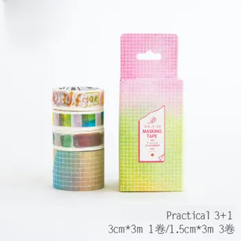 Roztomilý 3+1 Praktické série Washi Pásky urob si sám dekorácie scrapbooking plánovač maskovacia páska lepiaca páska označenie nálepky na kancelárske potreby
