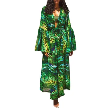 Africké Šaty pre Ženy 2021 Lete Africkej Ženy Dlhý Rukáv Tlač Plus Veľkosť Dlhé Šaty Afriky Oblečenie
