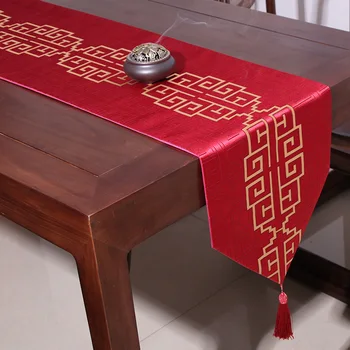 Nový Luxusný Klasický Čínsky Štýl, Svadobné Dekorácie Moderné Červené Stôl Runner pre Svadobné Party Výšivky Polyester obrus