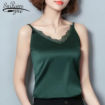 2020 Módne šifón ženy nádrže tvaru sexy čipka camis vesta slim black bez rukávov žena topy bežné ženy camis 0628