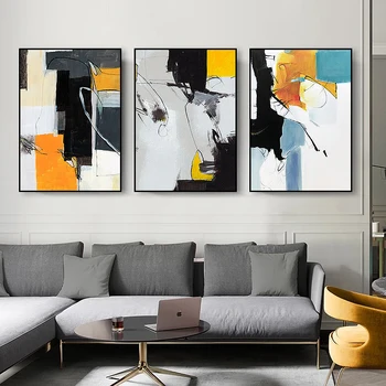 Čisto Čierna A Biela ručne maľovaných olejomalieb Vstup Moderné Umenie Abstraktné Farebné Pozadie Dekoratívne Maľby Obývacia Izba