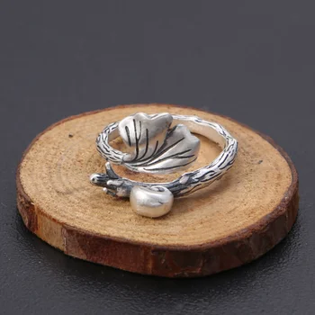 Nastaviteľná Veľkosť 925 Sterling Silver Ring pre Ženy, Žena Otvoriť Krúžky Tvorivé Slimáky Ginkgo biloba Módne Šperky