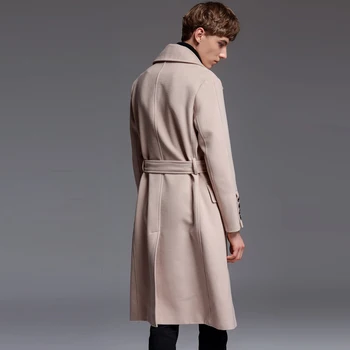 Dlhé Štýl Vlna Mens Kabát na Jeseň Zima Luxusné Cashmere jednofarebné Pánske Bundy A Kabáty Plus Veľkosť 5XL 6XL Muž Priekopa