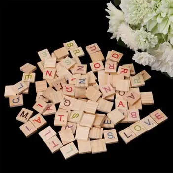 100 Kusov Drevených Scrabble Dlaždice Abecedy Hračky Drevené Písmená Dlaždice Abecedy Remesiel Dreva Pre Deti